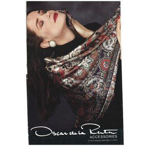 Oscar de le Renta Scarf Accessories New York 1980s Vintage Print Ad 9 inch Tall
